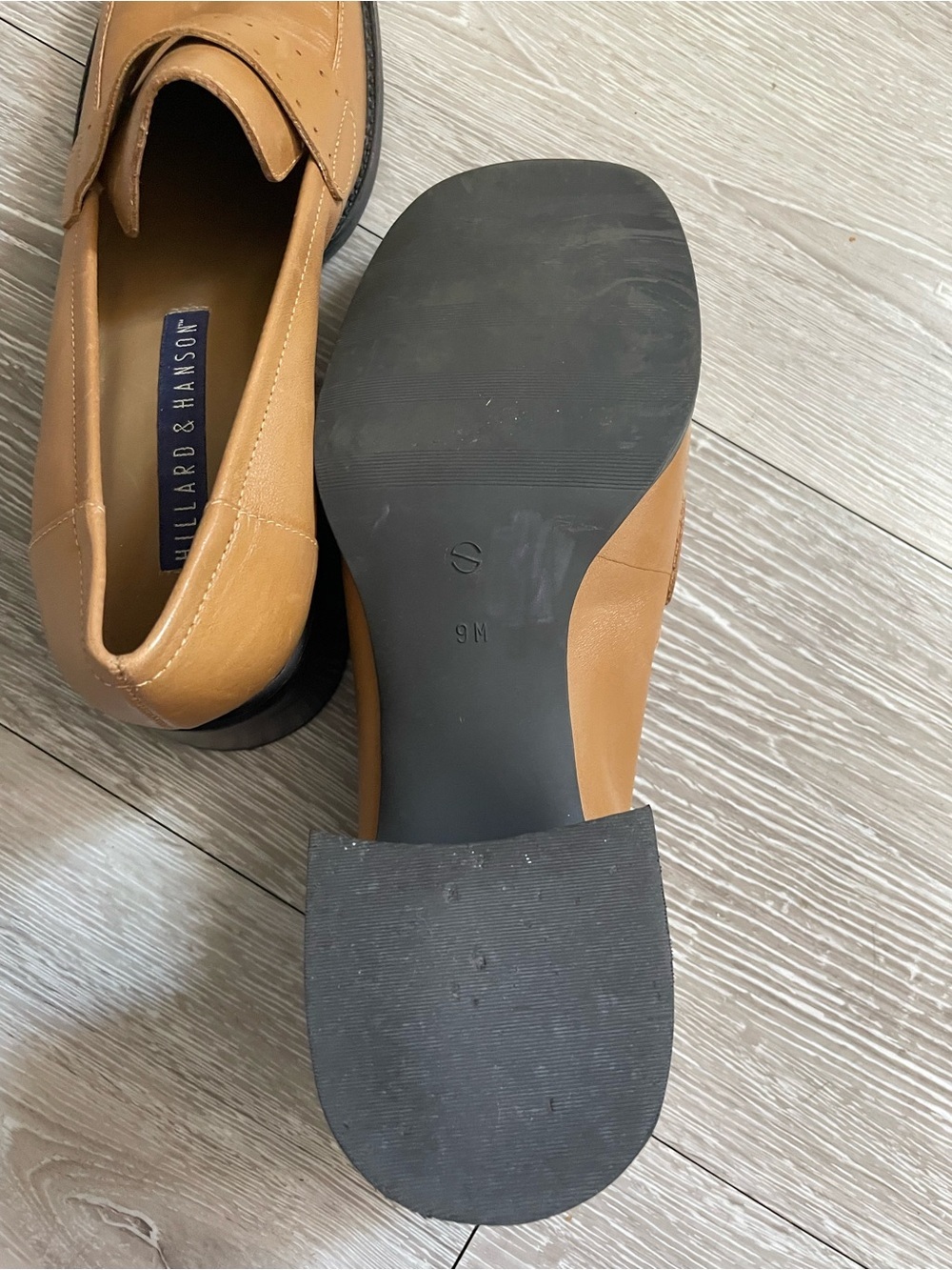 90s Y2K Vintage Hillard & Hanson Leather Penny Loafer Chunky Block Heel - Picture 9 of 10